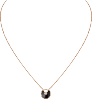Amulette de Cartier 項鏈，超小型款 18K玫瑰金，縞瑪瑙，鑽石