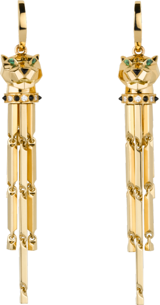 Panthère de Cartier 耳環 18K黃金，鑽石，沙弗萊石榴石，縞瑪瑙