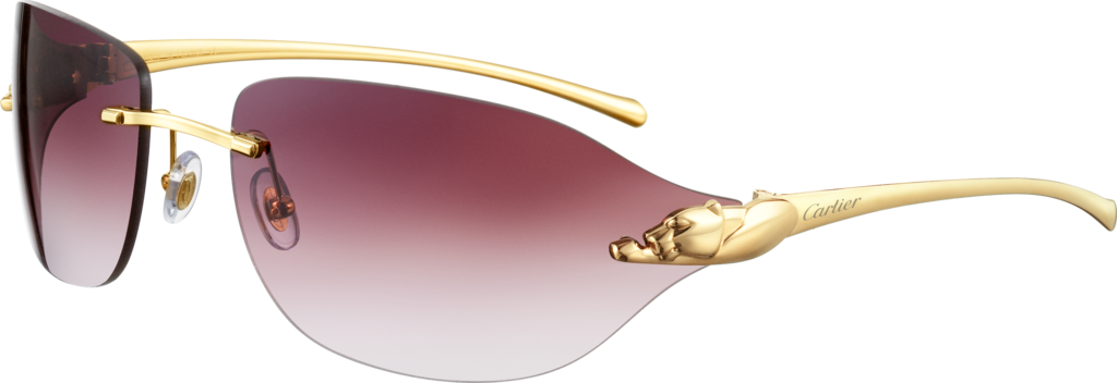 Panthère de Cartier 太陽眼鏡金屬，光滑金色飾面，紫色鏡片