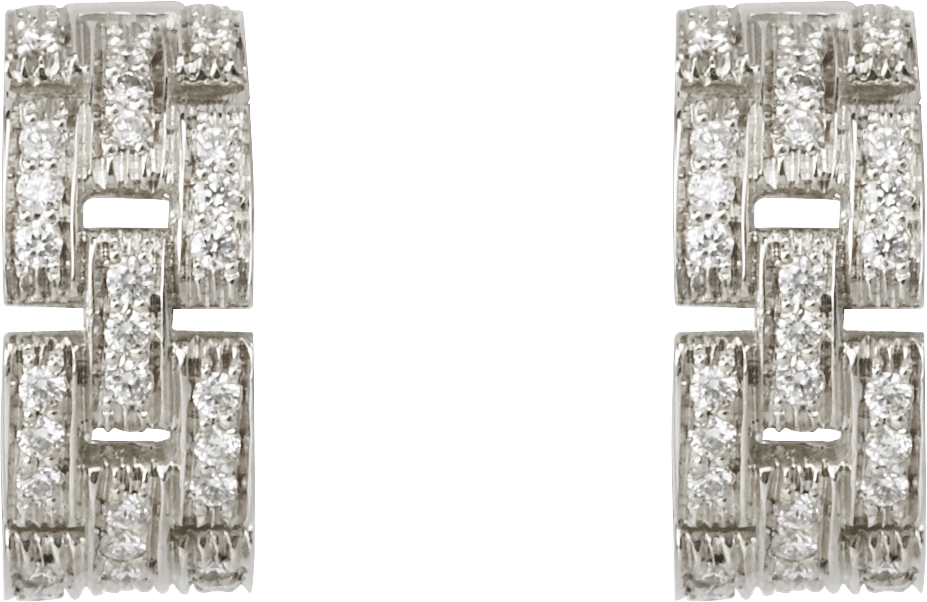 Maillon Panthère earrings, 3 diamond-paved rowsWhite gold, diamonds