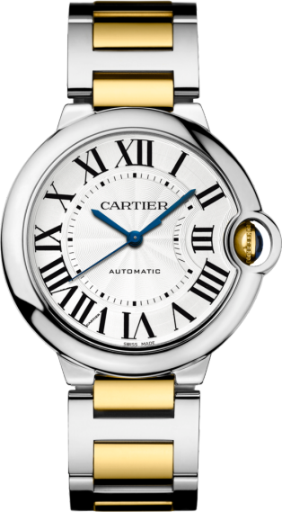 Ballon Bleu de Cartier watch 36mm, automatic movement, yellow gold, steel