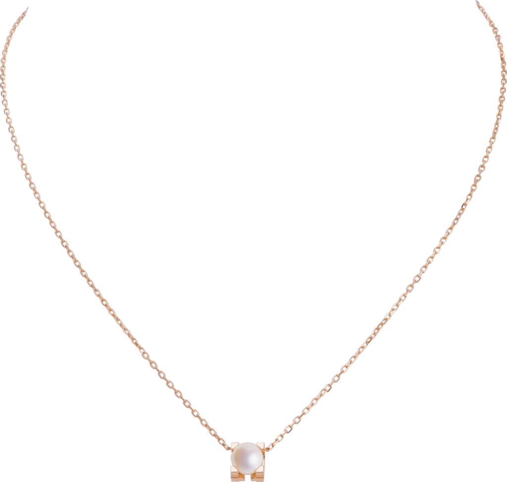 C de Cartier 項鏈18K玫瑰金，珍珠