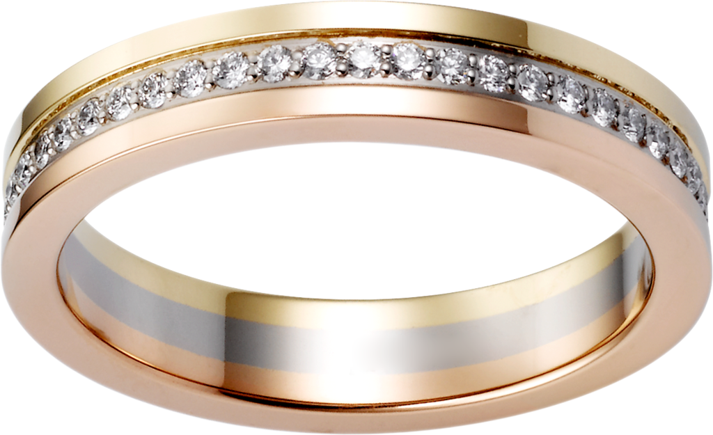Vendôme Louis Cartier 結婚戒指18K白色黃金，18K黃金，18K玫瑰金，鑽石