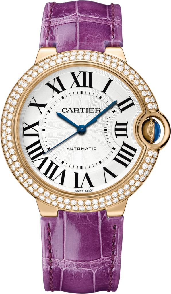 Ballon Bleu de Cartier 腕錶36毫米，自動上鏈機械機芯，18K玫瑰金，鑽石，皮革