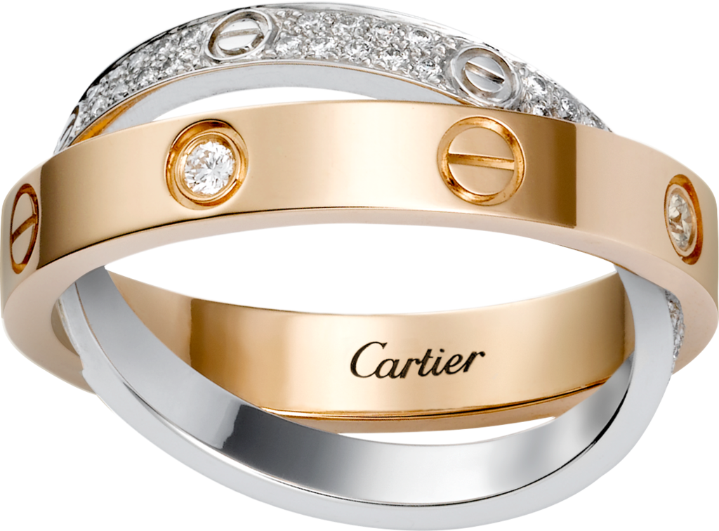Love 戒指，鋪鑲鑽石18K玫瑰金，18K白色黃金，鑽石