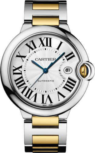 Ballon Bleu de Cartier watch 42mm, automatic movement, yellow gold, steel