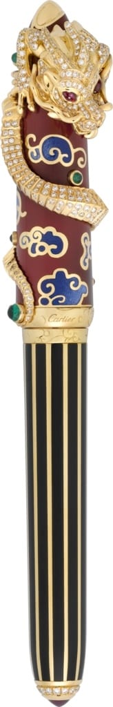 Dragon décor pen - Blue lacquer - Cartier