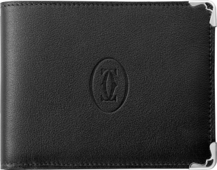 Must de Cartier 6-credit card wallet Black calfskin, stainless steel finish