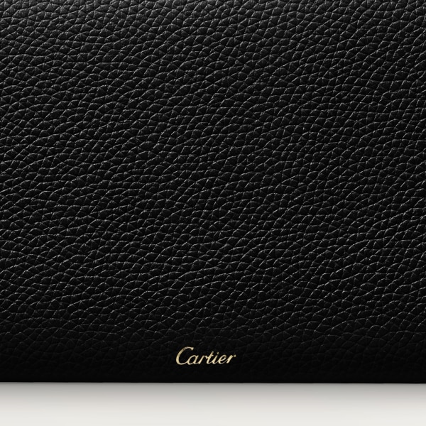 翻蓋銀包，Panthère de Cartier 黑色小牛皮，金色飾面及黑色琺瑯