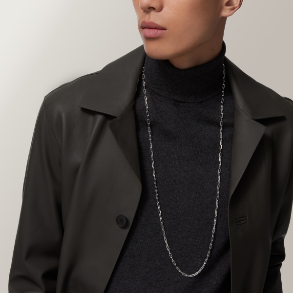 Santos de Cartier long necklace, chain, small model Non-rhodium finish white gold