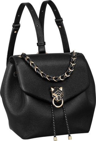 背包，Panthère Graphique de Cartier 黑色粒面小牛皮，金色飾面