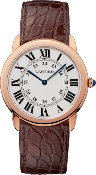 Ronde Solo de Cartier 腕錶 36毫米，石英機芯，18K玫瑰金，精鋼，皮革