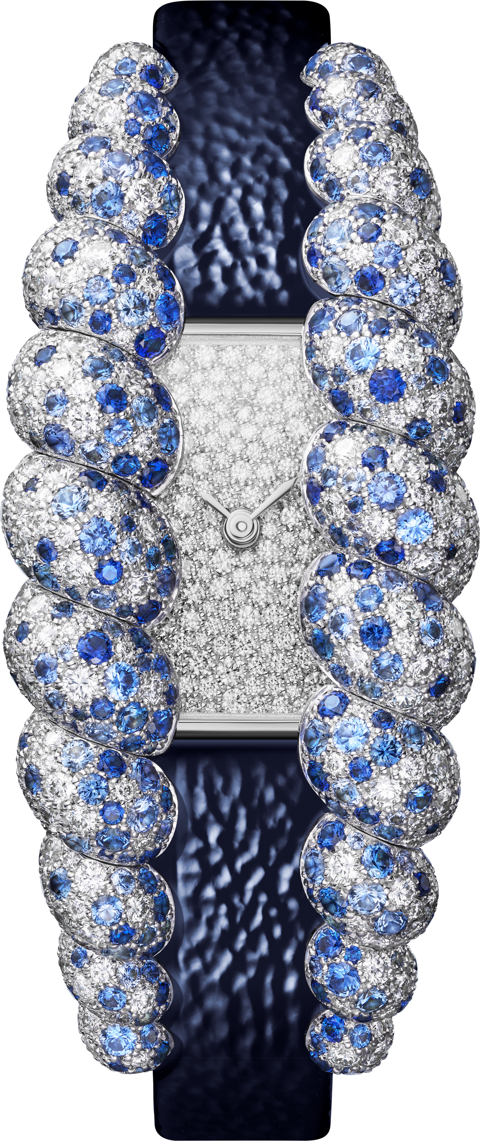 Tressage watchQuartz movement, white gold, diamonds, sapphires, 2 interchangeable leather straps