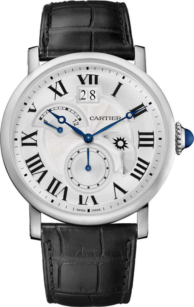 Rotonde de Cartier 大日曆逆跳雙時區晝夜顯示腕錶42毫米，自動上鏈機械機芯，精鋼，皮革
