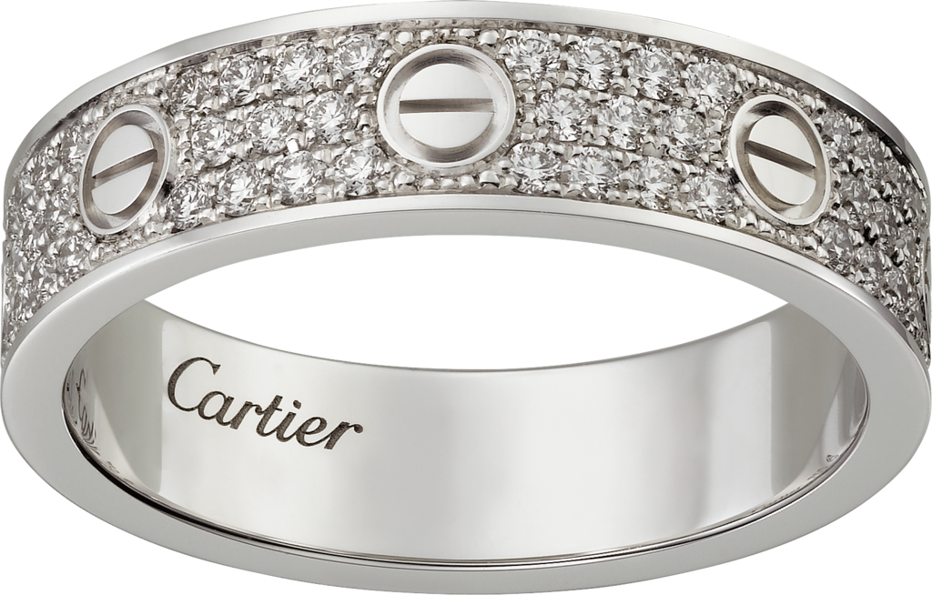 Love 結婚戒指，鋪鑲鑽石18K白色黃金，鑽石