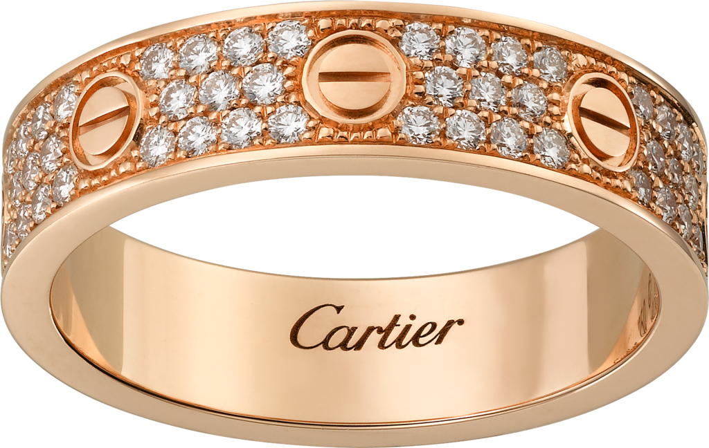 Love 結婚戒指，鋪鑲鑽石18K玫瑰金，鑽石