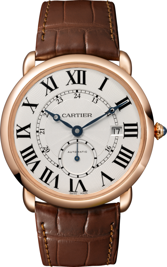 Ronde Louis Cartier 腕錶40毫米，自動上鏈機械機芯，18K玫瑰金，皮革