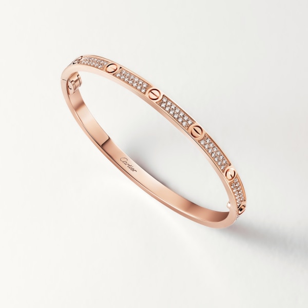 Love bracelet, small model, paved Rose gold, diamond