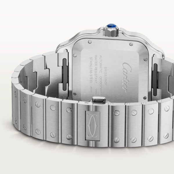 Santos de Cartier 腕錶 大型款，自動上鏈機械機芯，精鋼，可更換式金屬錶鏈及皮革錶帶