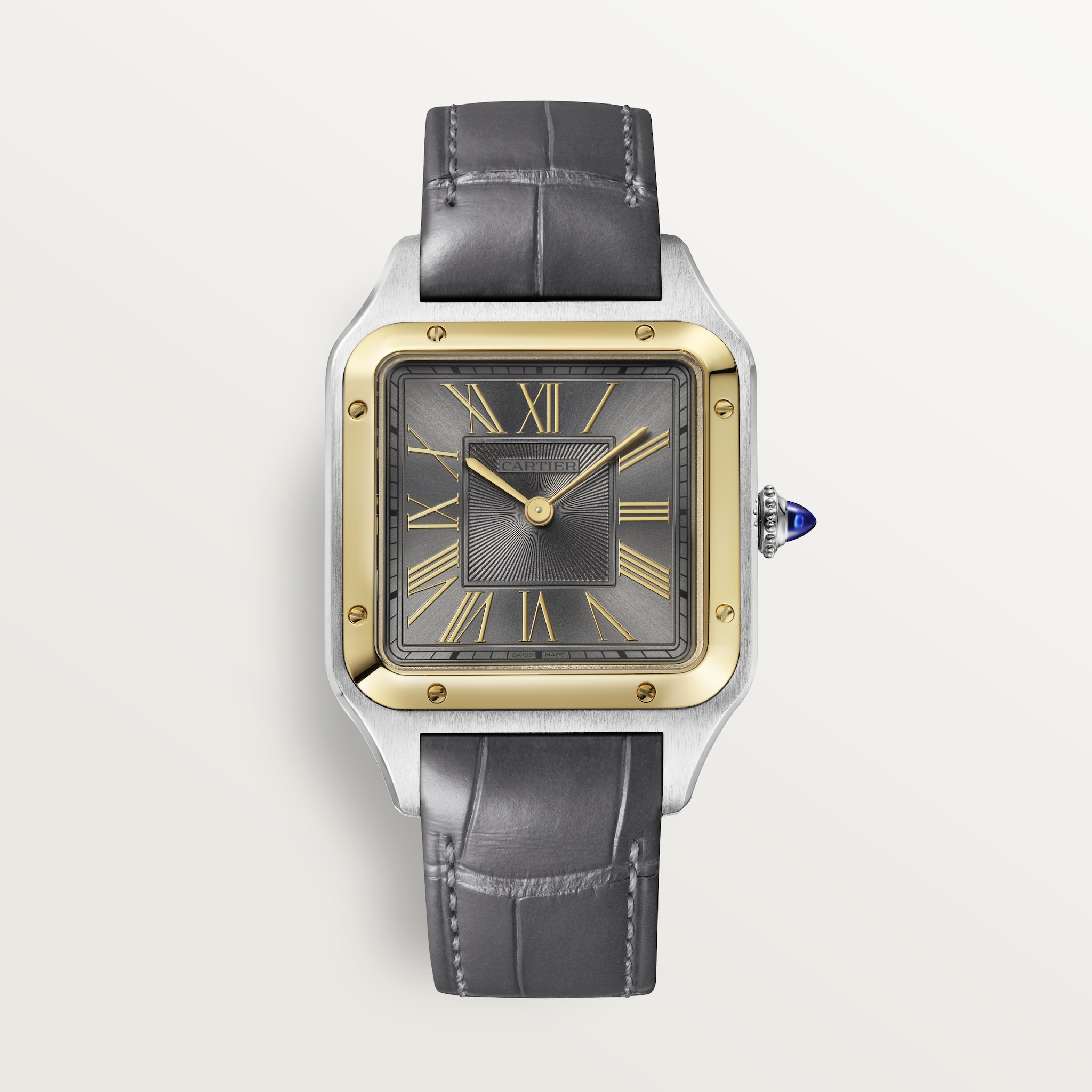 Santos-Dumont watchLarge model, quartz movement, yellow gold, steel, leather
