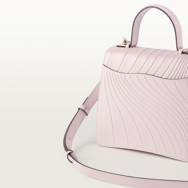 手袋，小型款，Panthère C 花瓣粉紅色小牛皮，壓印 Cartier 標誌圖案，金色飾面