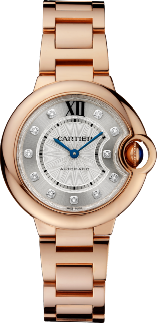 Ballon Bleu de Cartier 腕錶 33毫米，自動上鏈機械機芯，18K玫瑰金，鑽石