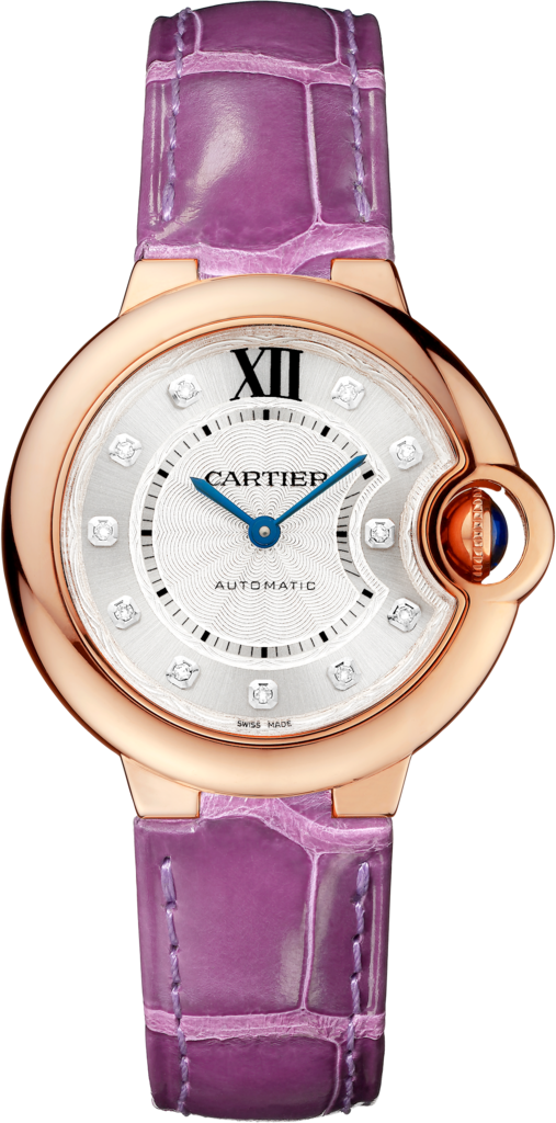 Ballon Bleu de Cartier 腕錶33毫米，自動上鏈機械機芯，18K玫瑰金，鑽石，皮革