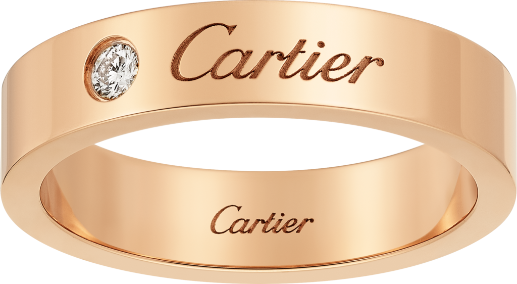 C de Cartier 結婚戒指18K玫瑰金，鑽石