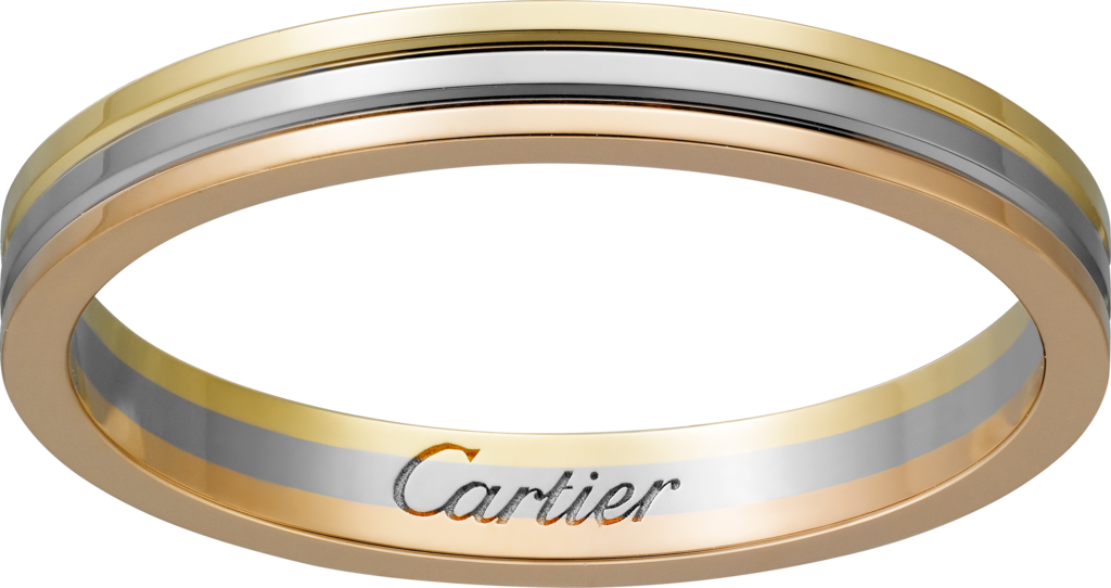 Vendôme Louis Cartier 結婚戒指18K白色黃金，18K玫瑰金，18K黃金