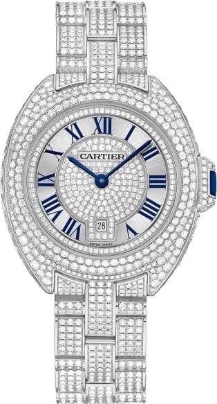 white gold and diamond cartier watch