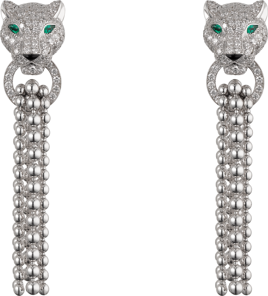 Panthère de Cartier 耳環18K白色黃金，祖母綠，鑽石，縞瑪瑙