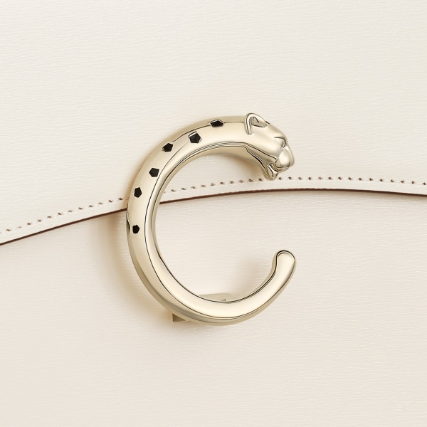 手袋，小型款，Panthère C de Cartier 鹽白色小牛皮，金色飾面