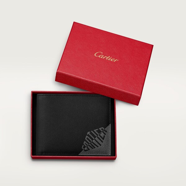 Six-credit card compact wallet, Cartier Losange Shadow Black and anthracite calfskin