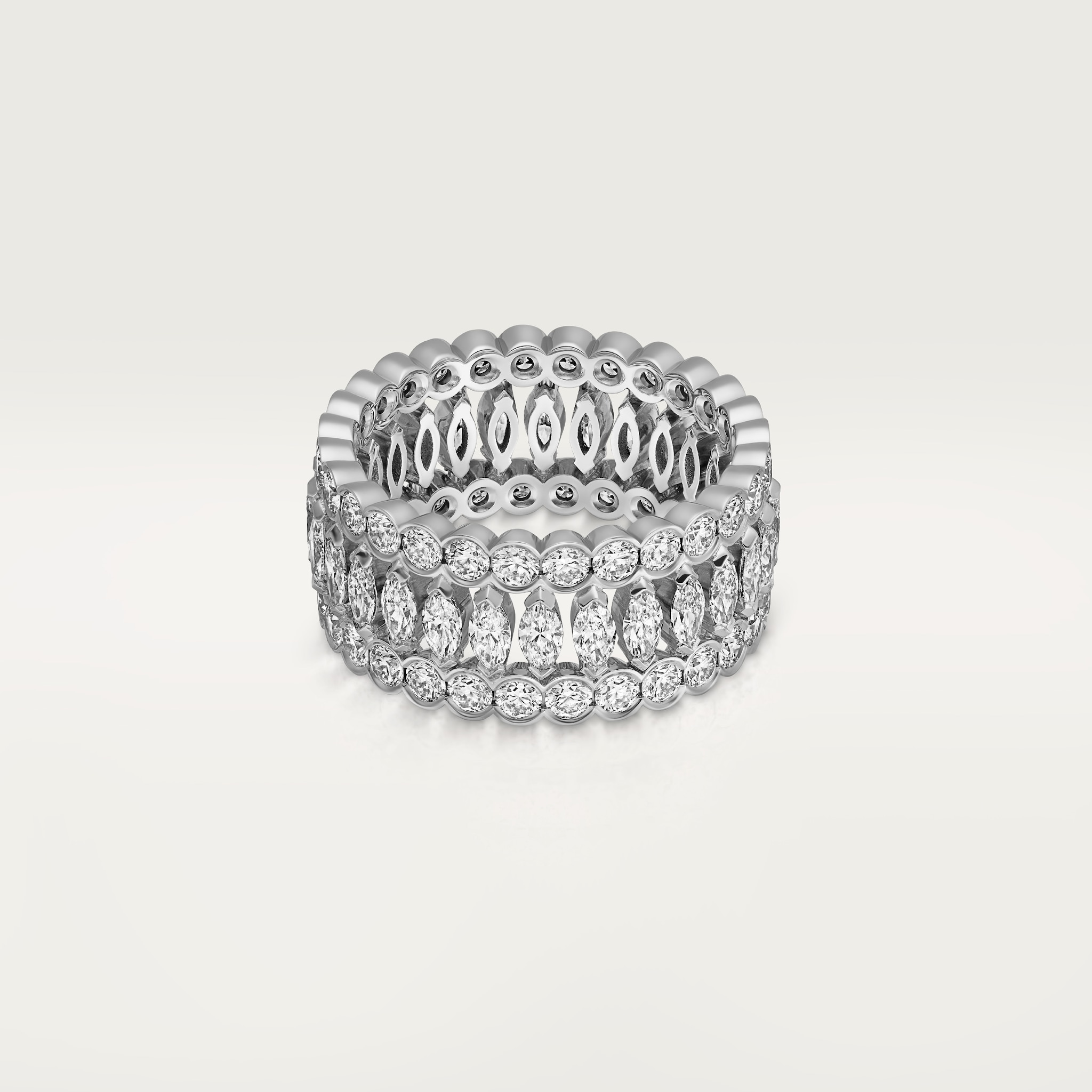 Broderie de Cartier 戒指18K白色黃金，鑽石