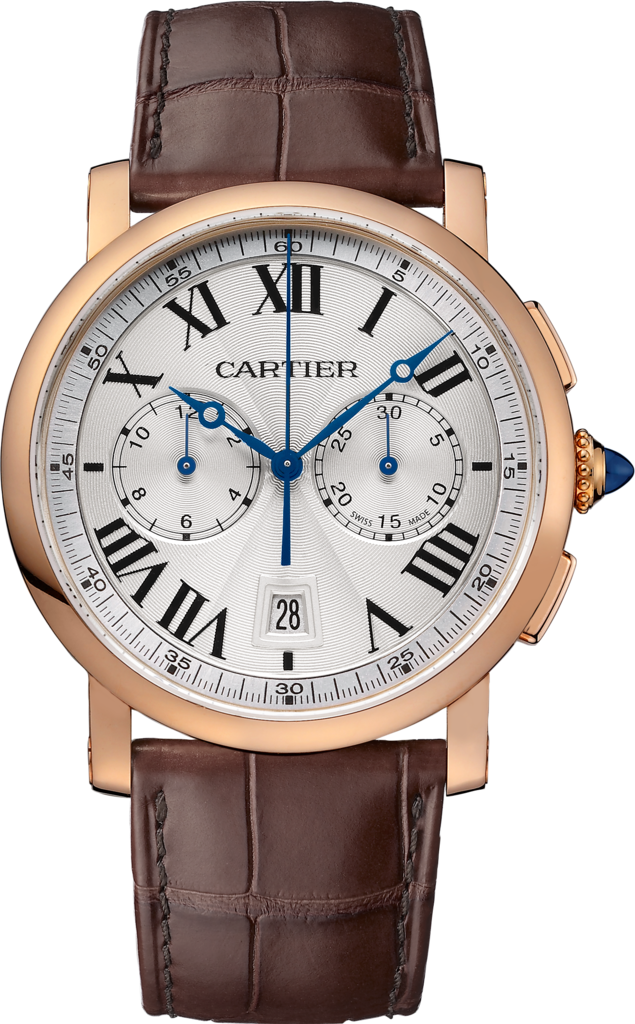Rotonde de Cartier 計時碼錶40毫米，自動上鏈機械機芯，18K玫瑰金，皮革