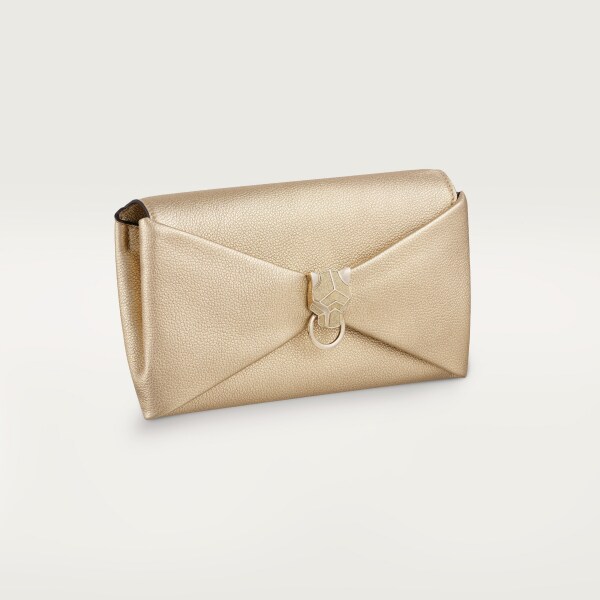 手拿包，Panthère Graphique 金色金屬亮面小牛皮，金色飾面