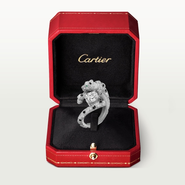 Panthère de Cartier 戒指 白色黃金，祖母綠，縞瑪瑙，鑽石