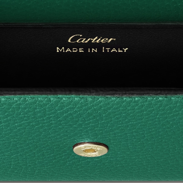 鏈帶銀包，迷你款，Panthère de Cartier 亮綠色小牛皮，金色飾面