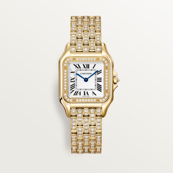 Panthère de Cartier 腕錶 中型款，石英機芯，黃金，鑽石