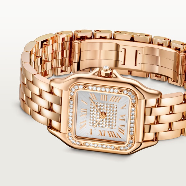 Panthère de Cartier 腕錶 中型款，石英機芯，玫瑰金，鑽石