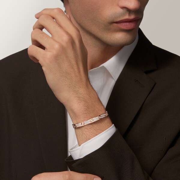 Love bracelet, classic model, paved, 10 diamonds Rose gold, diamonds