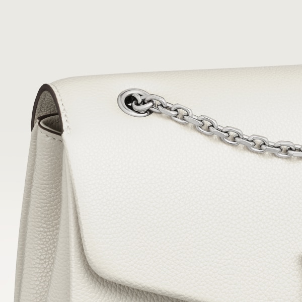 鏈帶手袋，小型款，Panthère Graphique de Cartier 鹽白色粒面小牛皮，金色飾面