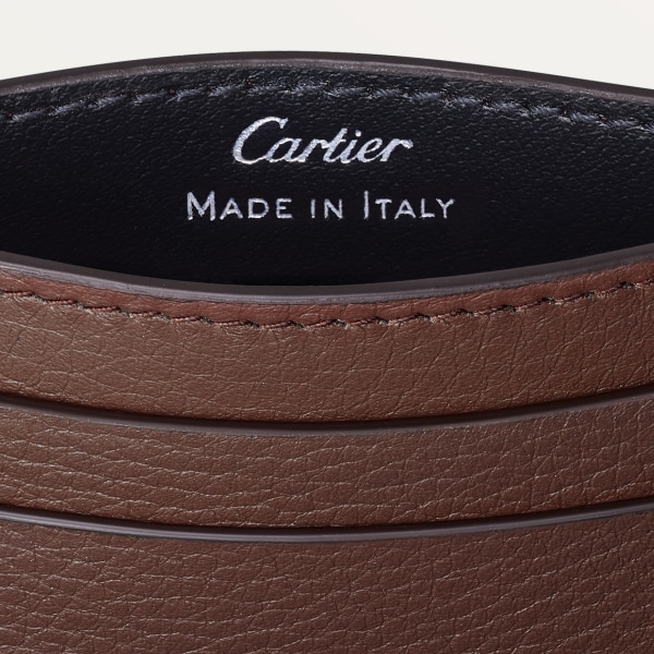 Must de Cartier 卡片夾 朱古力色小牛皮，鍍鈀飾面