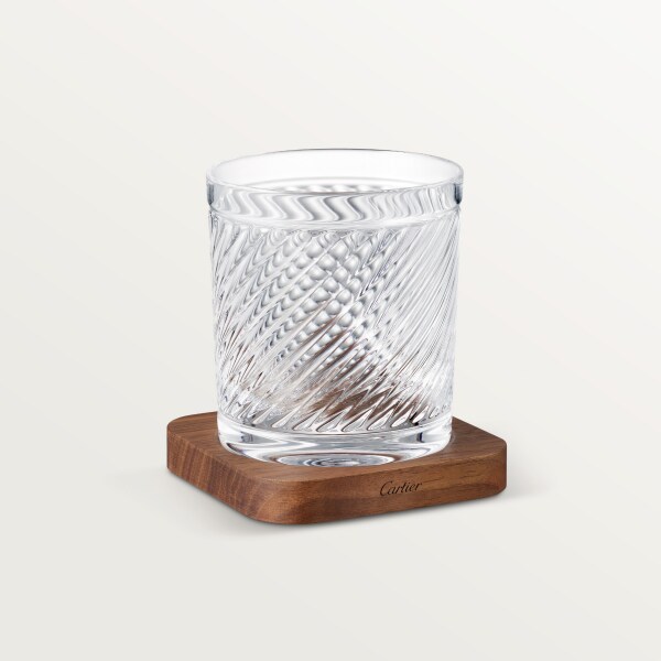 Santos de Cartier set of 1 decanter and 2 glasses Crystal and walnut wood