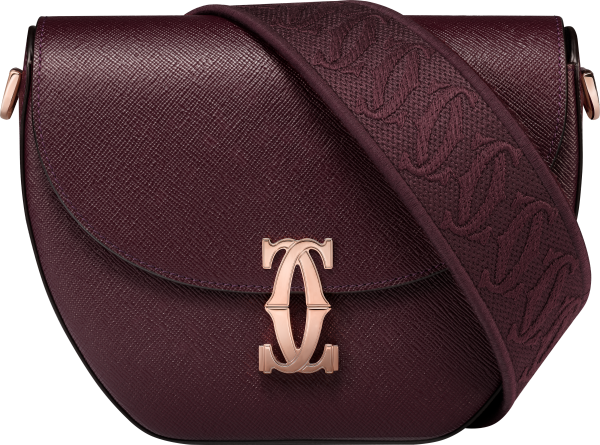 手袋，C de Cartier 葡萄紫色紋理質感小牛皮，刺繡，玫瑰金色飾面