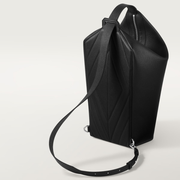 背包，Cartier Losange 黑色粒面小牛皮，鍍鈀飾面及琺瑯