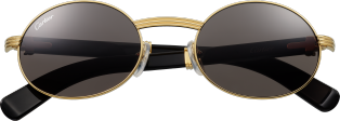 Première de Cartier 太陽眼鏡 光滑金色飾面金屬，黑色水牛角，灰色鏡片