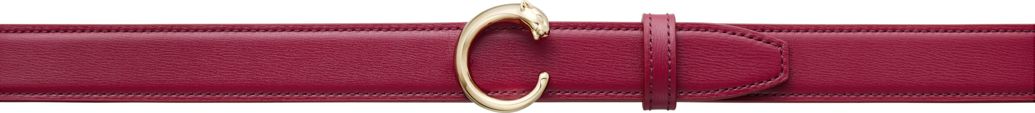 Panthère de Cartier 皮帶櫻桃紅色牛皮，金色飾面帶扣