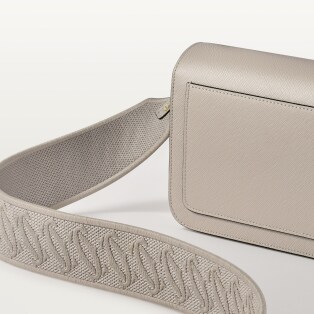 橫式手袋，C de Cartier 米色紋理質感小牛皮，刺繡，金色飾面