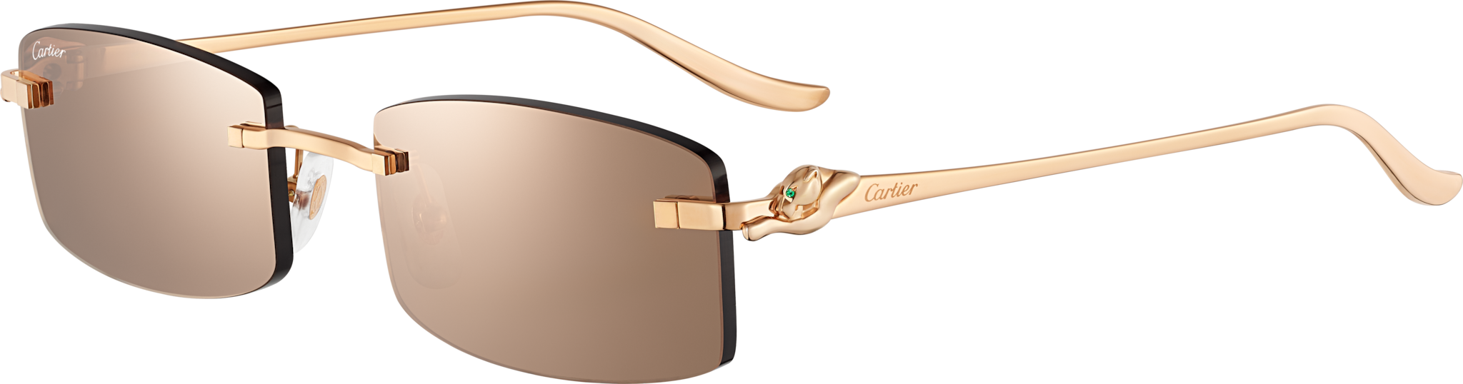 Panthère de Cartier 名貴太陽眼鏡玫瑰金，沙弗萊石榴石，鍍玫瑰金飾面鏡片